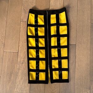 Black Brand Yellow and Black Grid Midi Skirt
